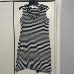 Talbots Black and White Striped Mini Dress